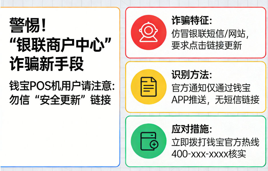 钱宝POS机：警惕“银联商户中心”新骗局-以“安全更新”为名，行诈骗之实！