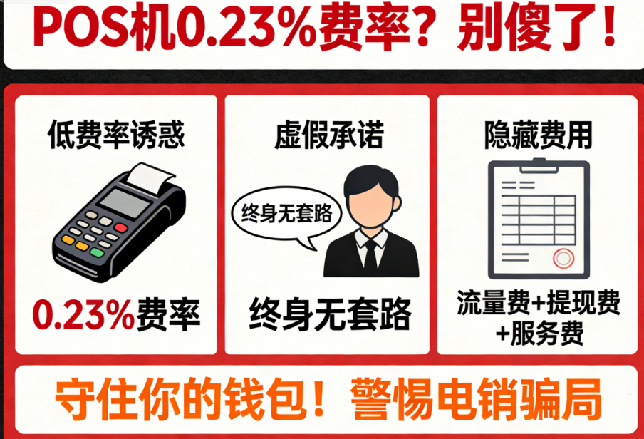 POS机0.23%费率？别傻了！揭秘电销背后的连环骗局，守住你的钱包！